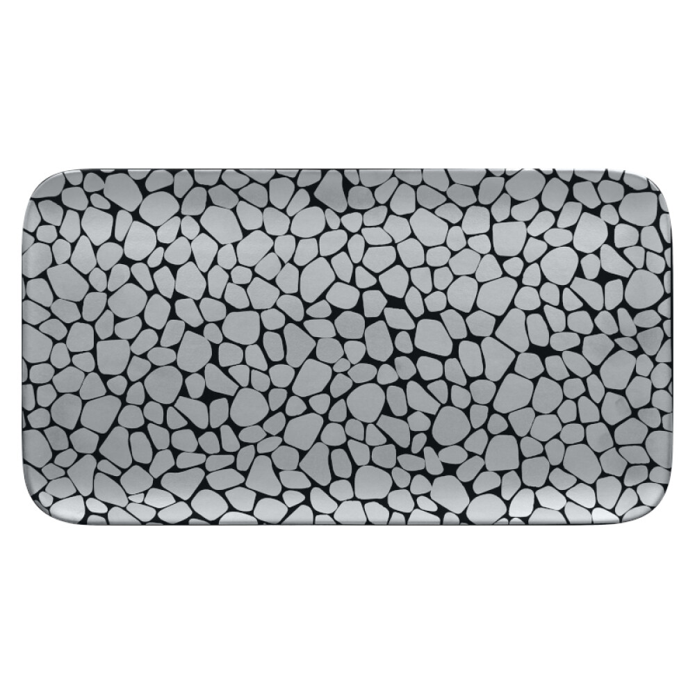 RAK Cobbles talíř obdélníkový 38 × 21 cm, stříbrný | RAK-CBAURP38