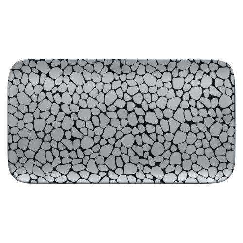RAK Cobbles talíř obdélníkový 38 × 21 cm, stříbrný | RAK-CBAURP38