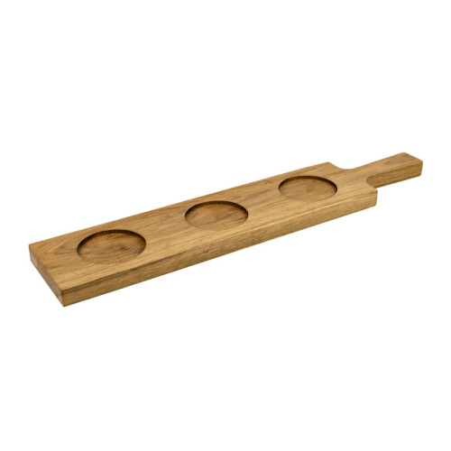 Prkénko s výřezy na sklenice 500 × 100 × 20 mm, otvor 73 mm