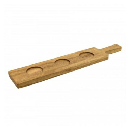 Prkénko s výřezy na sklenice 500 × 100 × 21 mm, otvor 63 mm